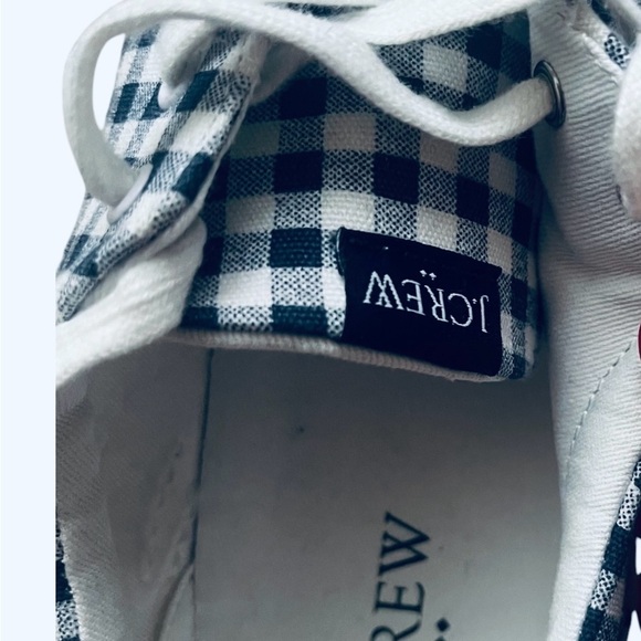 J.Crew casual walking Blue and White Gingham plaid canvas Sneakers Women’s 7.5 - Picture 7 of 16